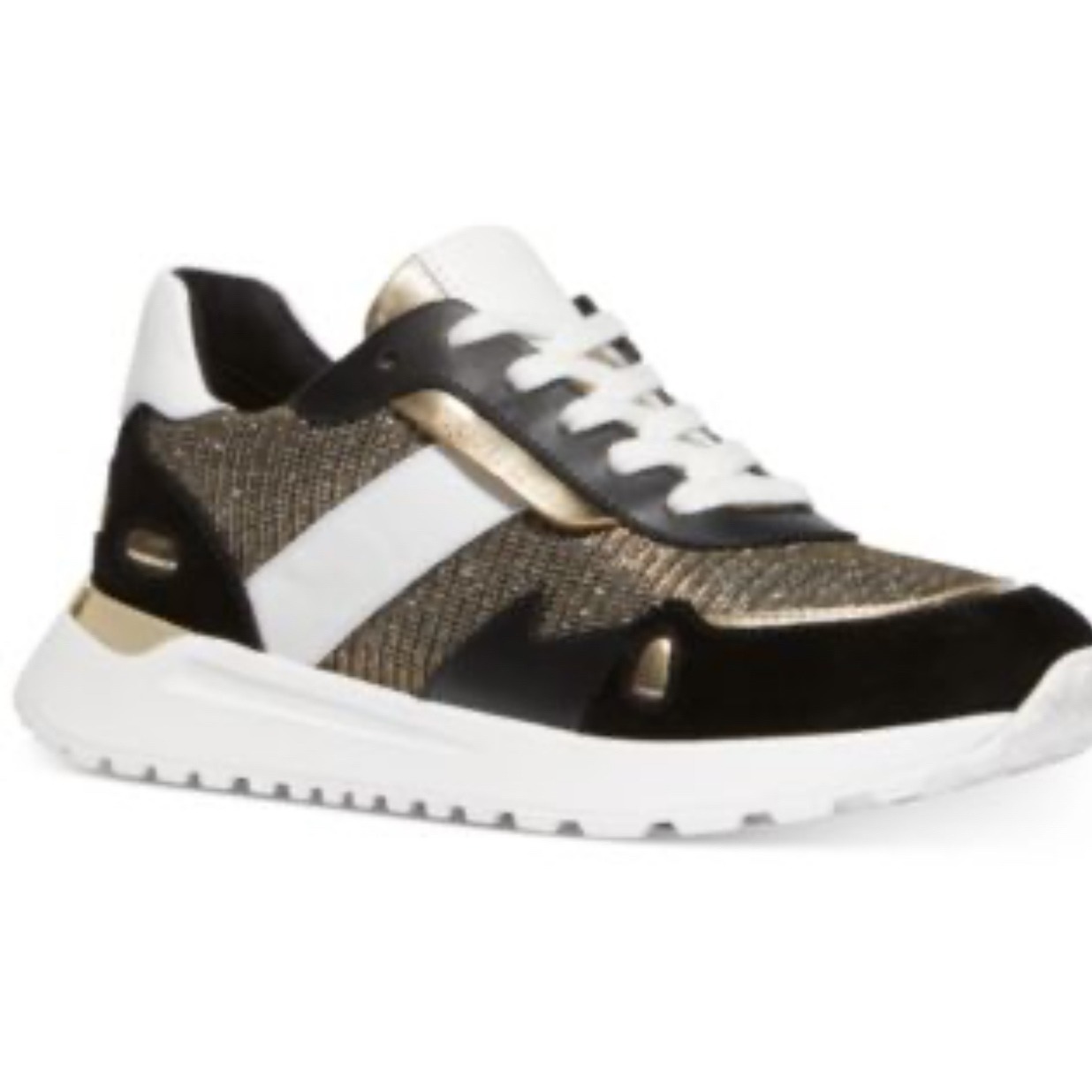 MICHAEL Michael Kors Monroe Trainer Sneakers Black White Gold size 8.5