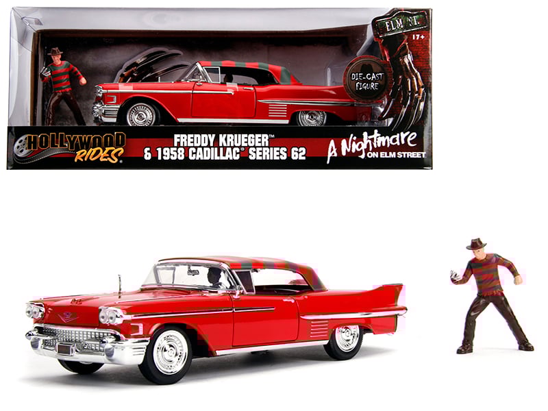 1958 Cadillac Series 62 Red with Freddy Krueger Diecast Figurine A Nightmare on