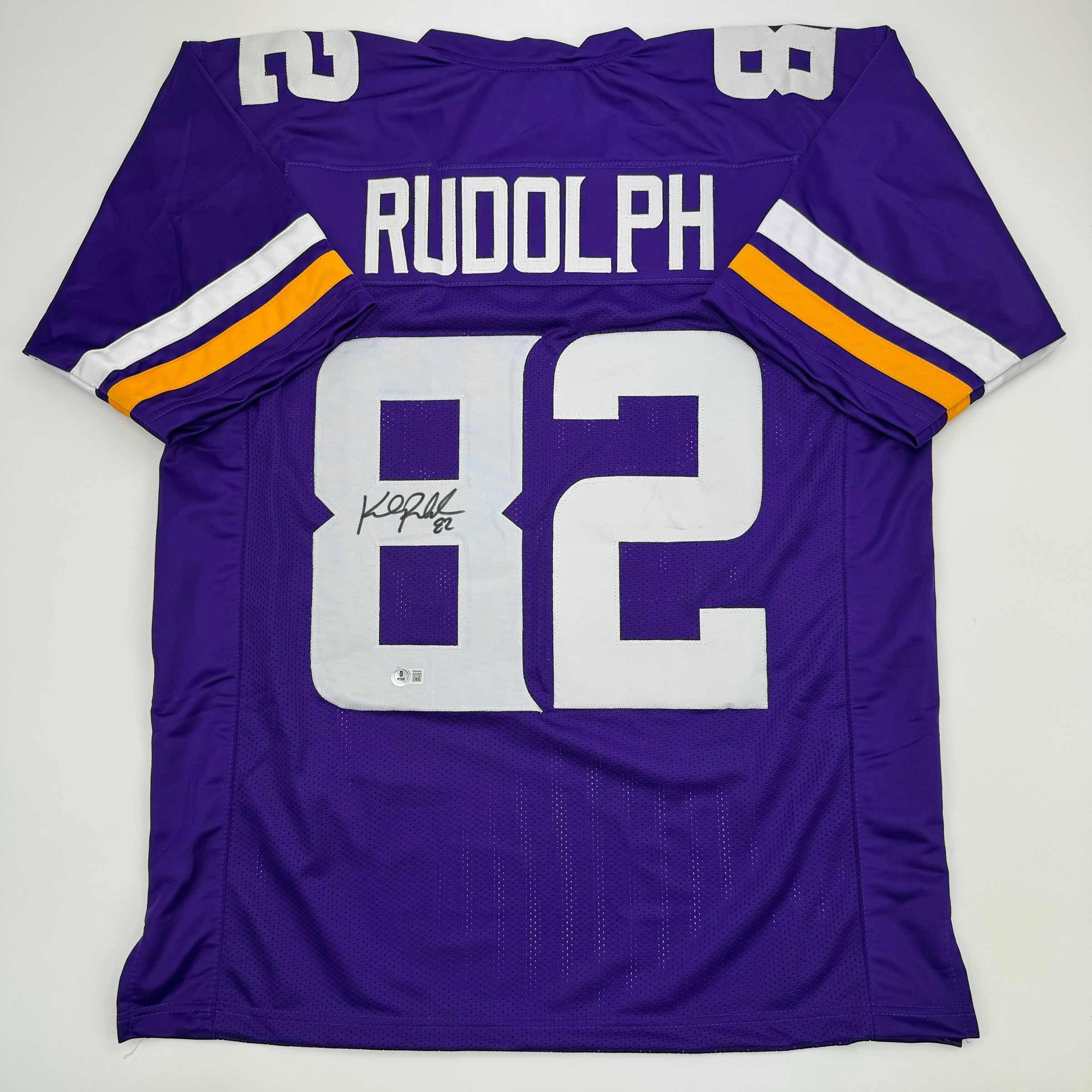 Autographed/Signed Kyle Rudolph Minnesota Purple Jersey Beckett BAS COA