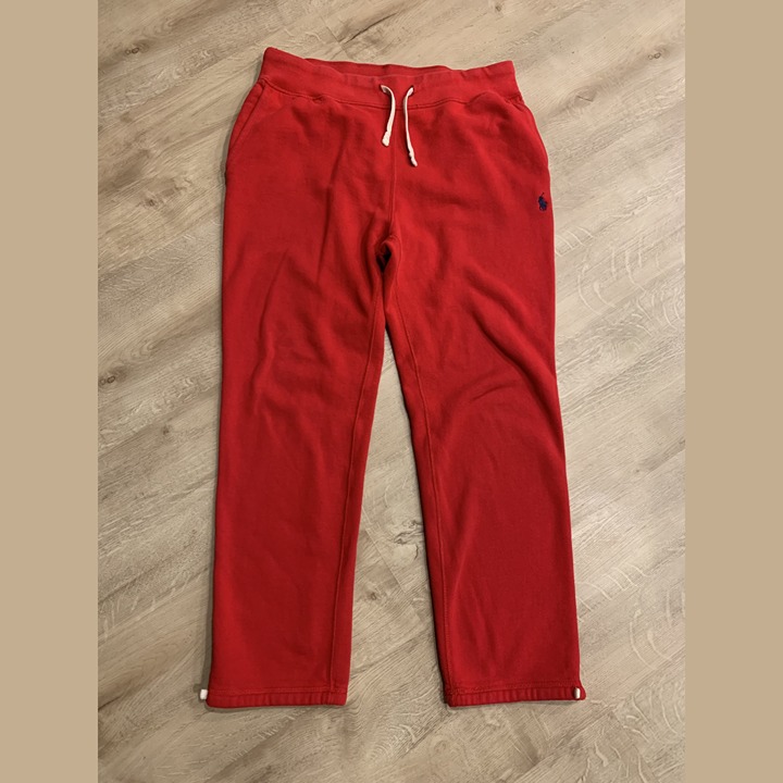 Polo Ralph Lauren Fleece Sweatpants Red Men's Medium Adjustable Ankle Navy Pony