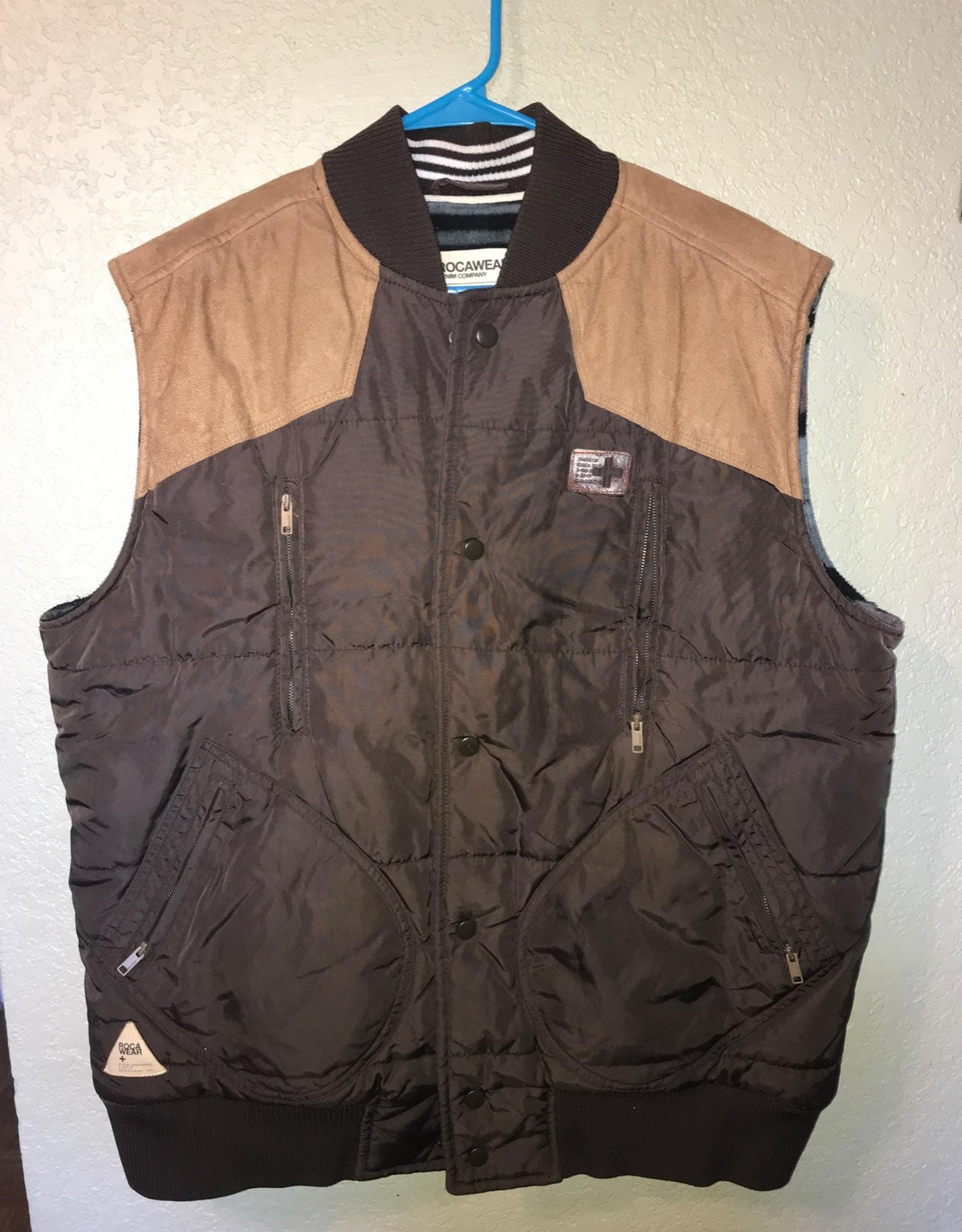 Rocawear Vest XL Men's Brown Button Down