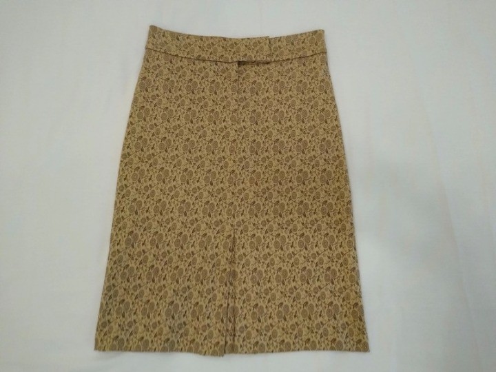 Floral Skirt Pencil Skirt Gold Tan Jacquard XS S