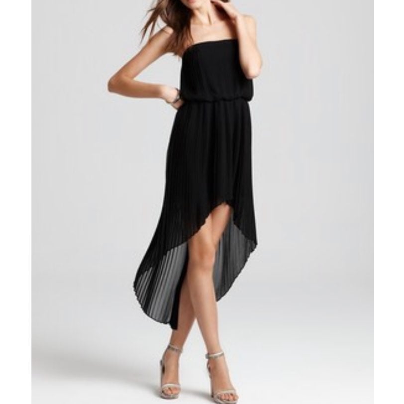 BCBG High Low Pleated Black Dress