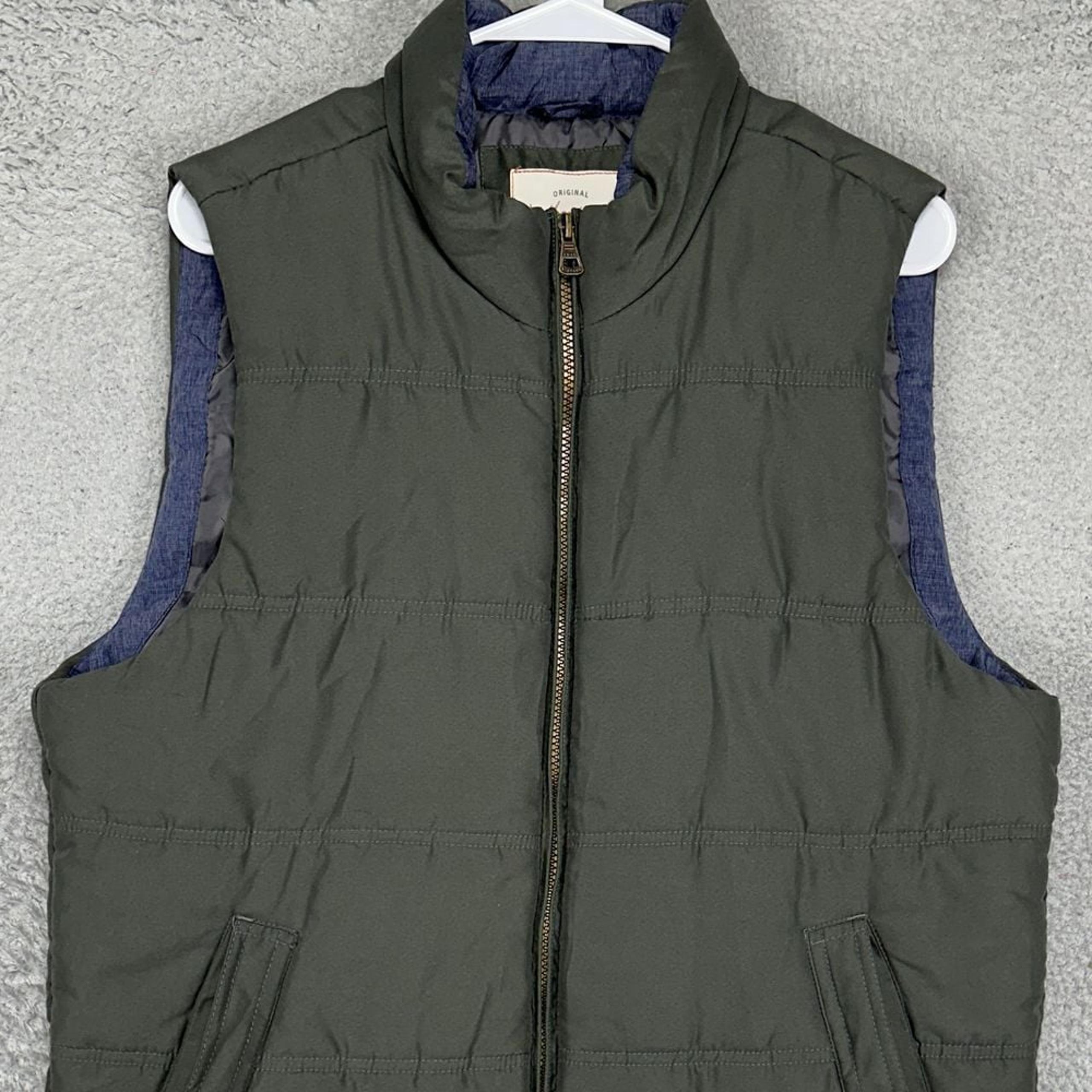 Weatherproof Vintage Puffer Vest Mens Medium Grey Full Zip Sleeveless Pockets