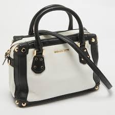 NWT Michale Kors Taryn Small Black & White Satchel
