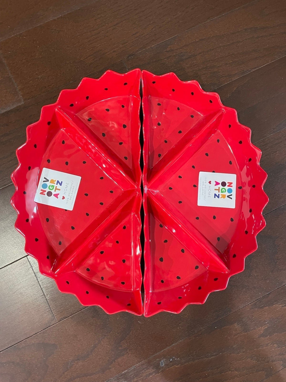 NOVOGRATZ WATERMELON MELAMINE DIVIDED SERVING DISHES 2