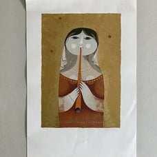 SAMI BRISS Girl With Flute Signed Limited Edition 76/250 Art Ready To