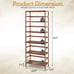 6-Tier Bookcase Storage Rack w/ Shelves - Brown