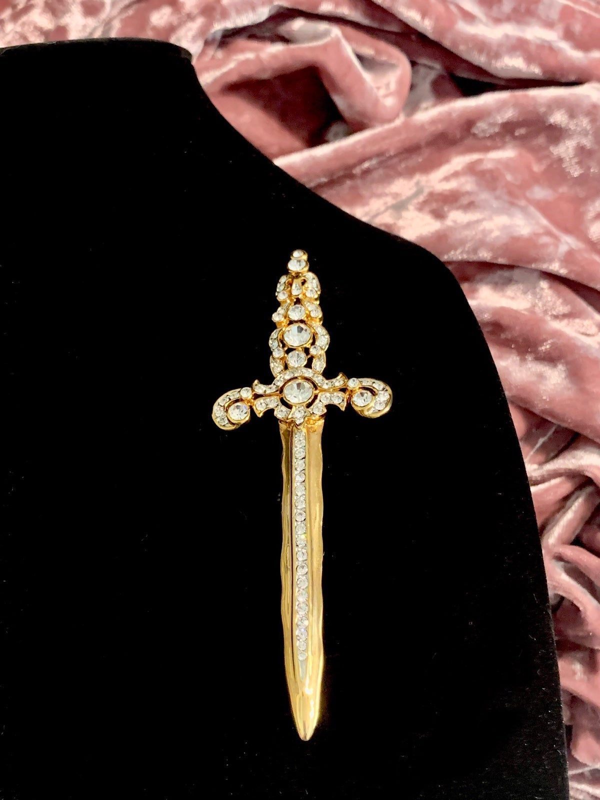 Vintage Jeweled Sword Dagger Fashion Jewelry Brooch