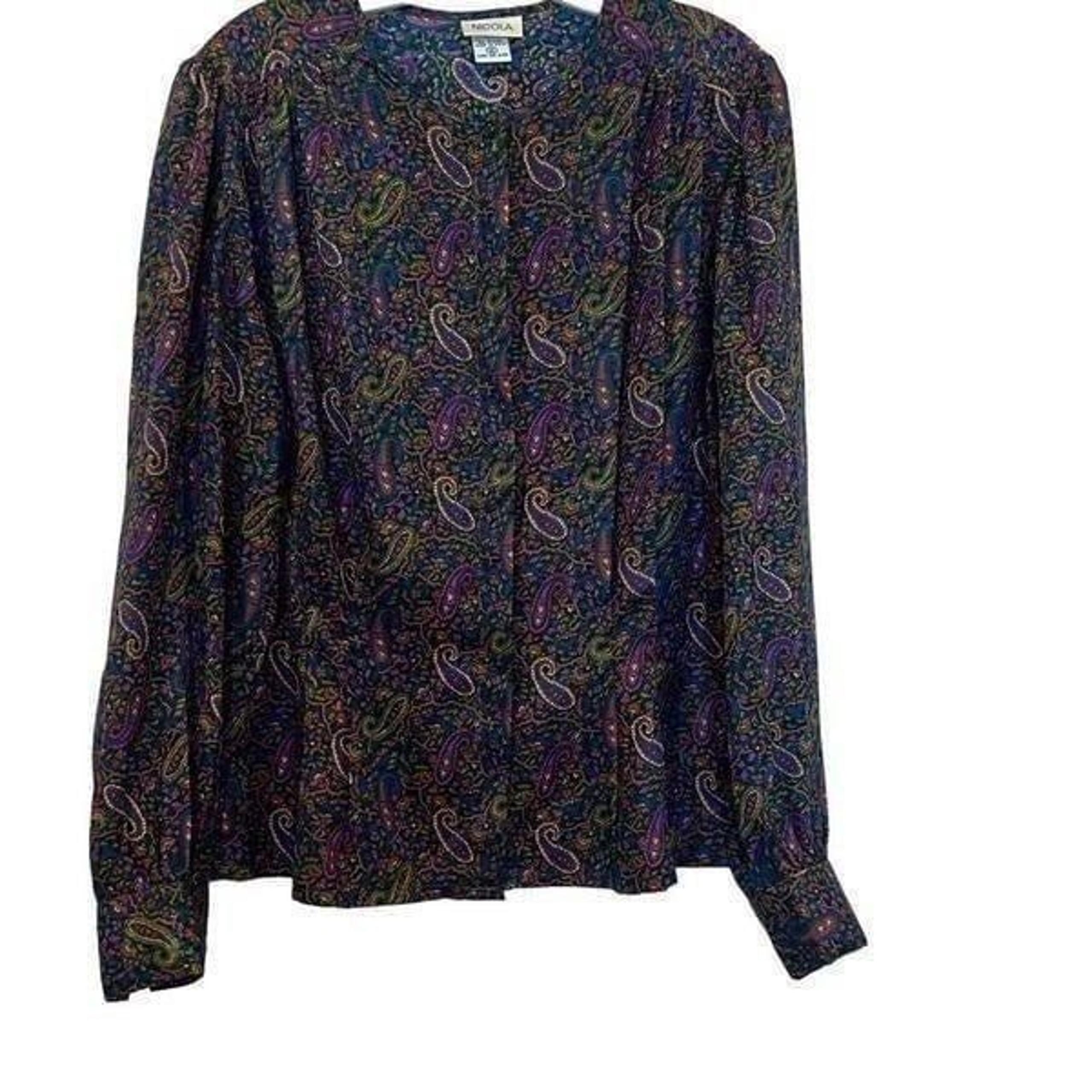 Vintage Nicola long sleeve retro paisley blouse Sz.12