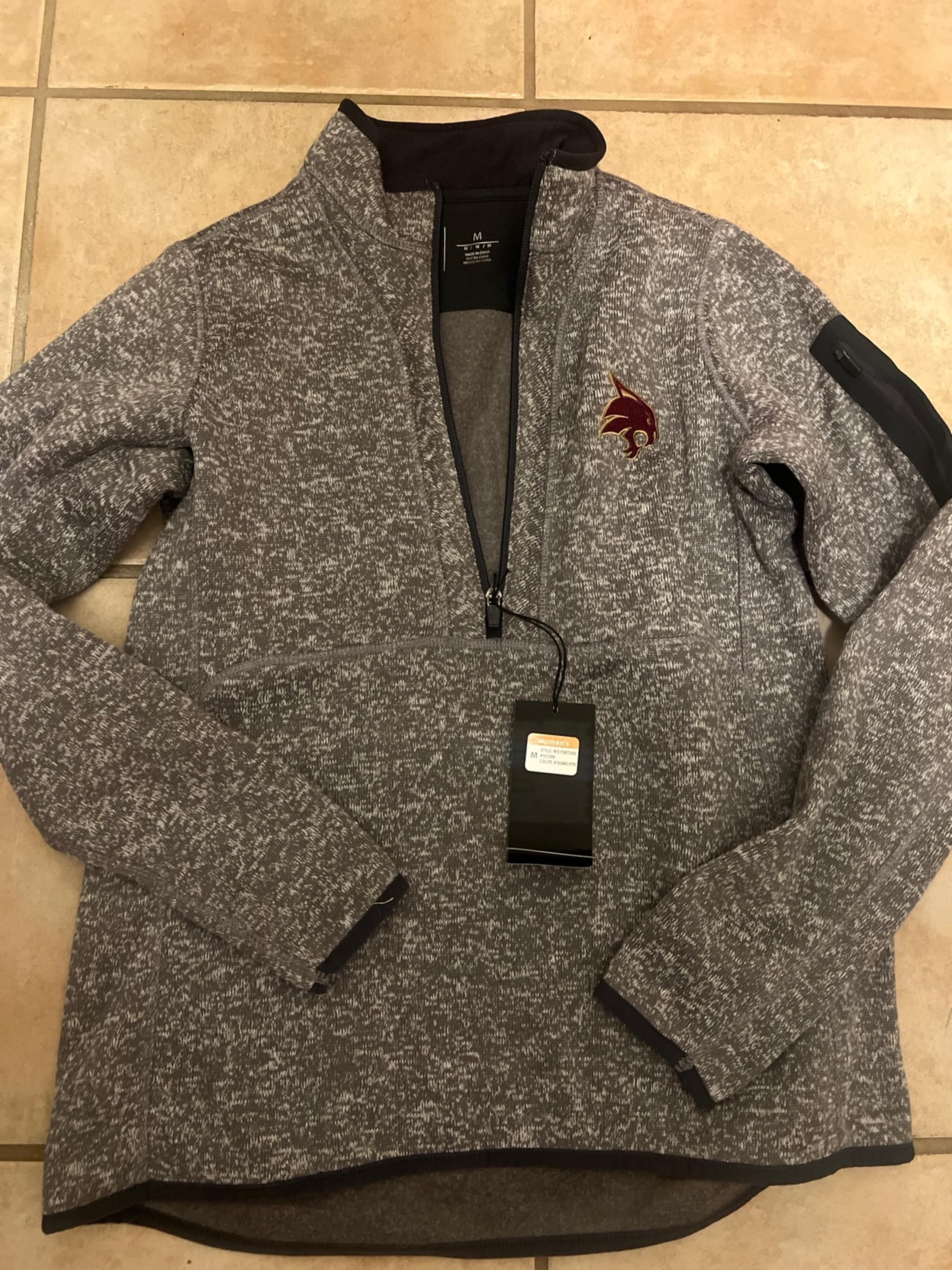 Womens Antigua Heather gray texas state bobcats zip jacket