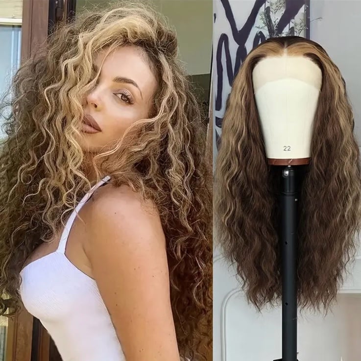 30 Inch synthetic hair brown ombré wig