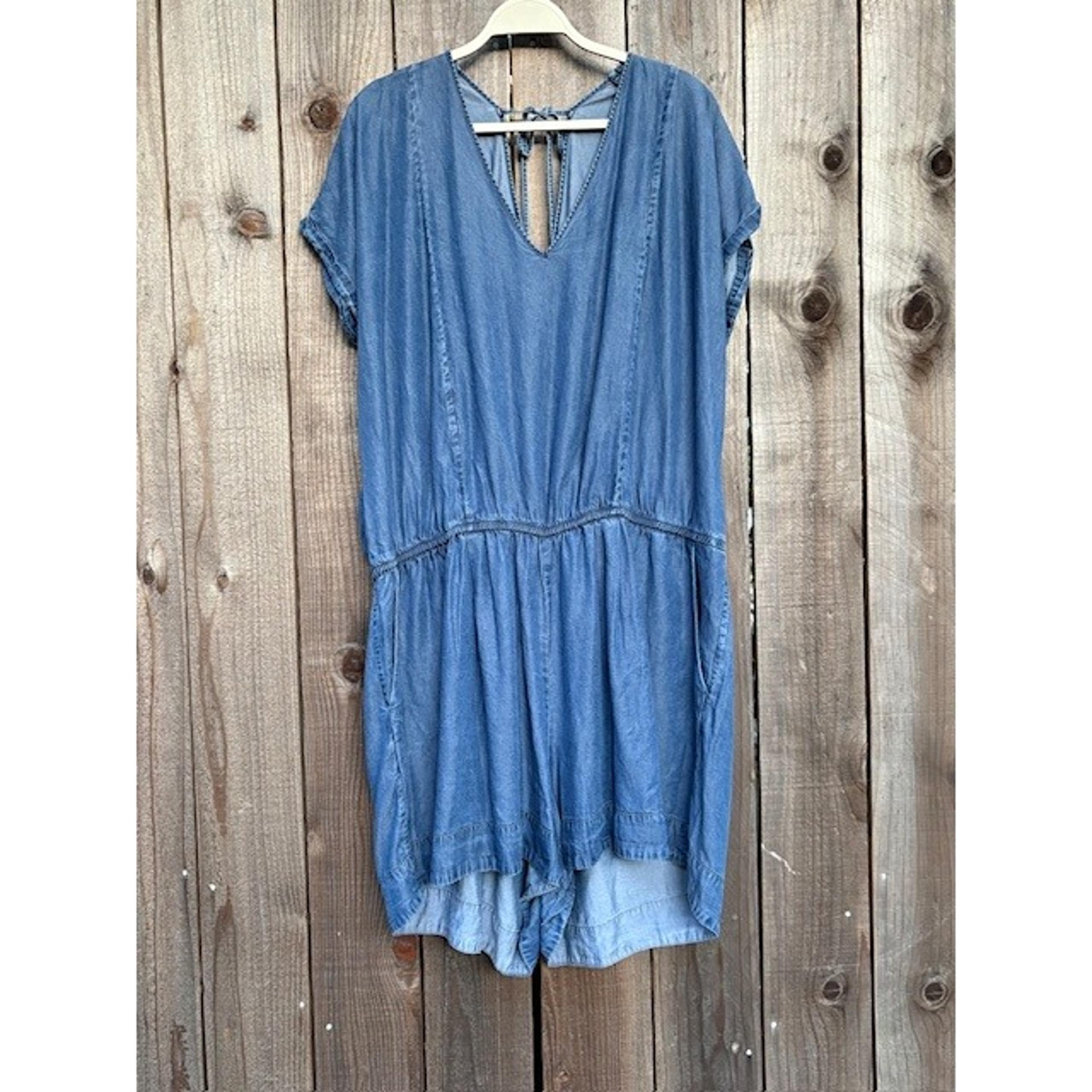 Gap Denim Romper Tie Back Casual Comfy Blue Jumpsuit Women's XXL