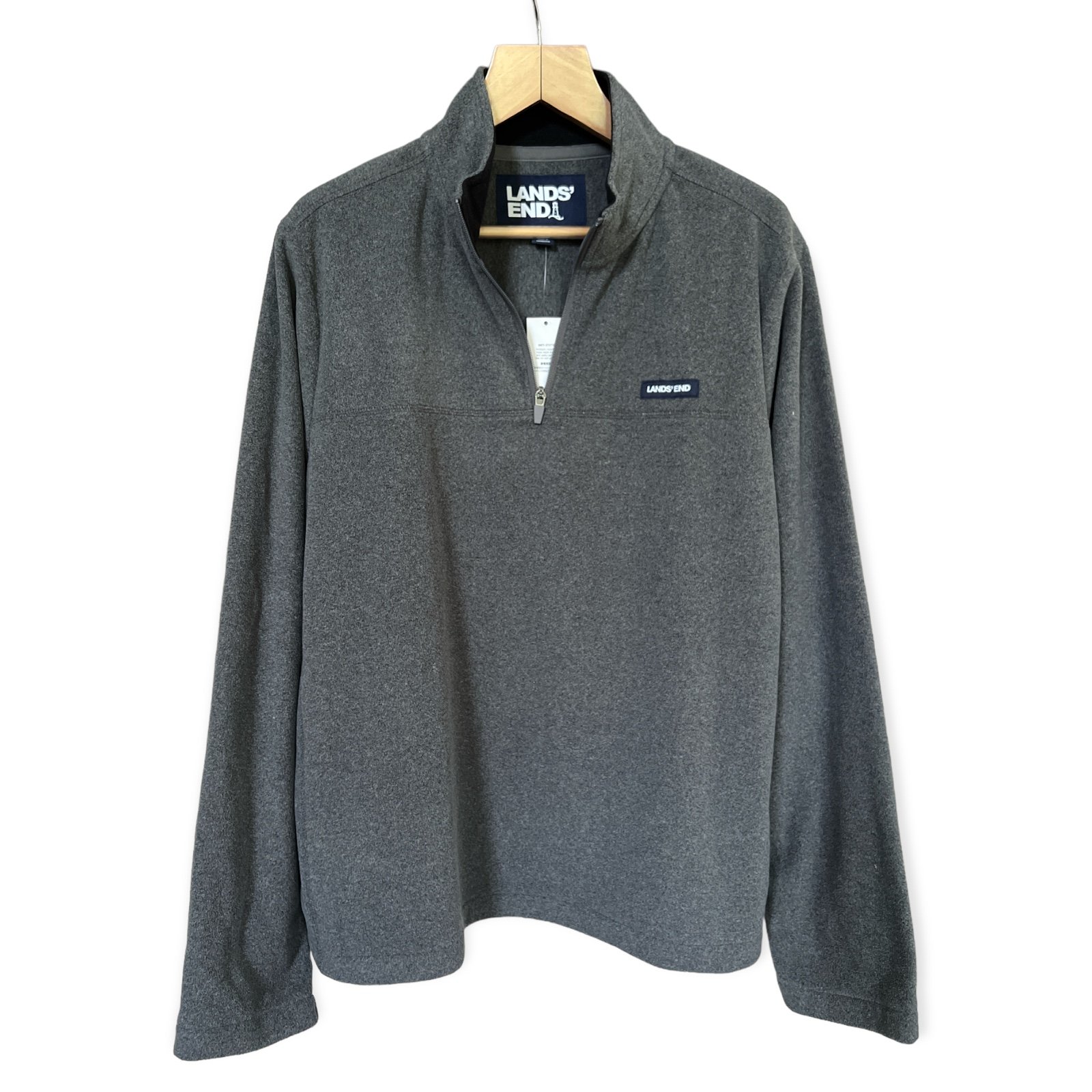 NWT Lands’ End Men’s Oeko-Tex Grey Fleece Quarter Zip Pullover XL NWT Lands’ End Men’s Oeko-Tex Grey Fleece Quarter Zip Pullover XL