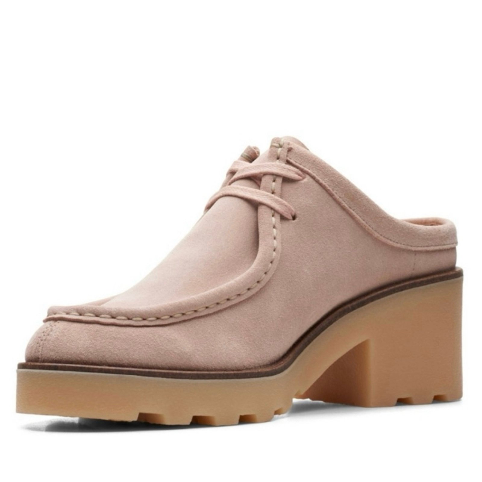 Clarks Originals Wallablock Lo Pink Suede Block Heel Mules Size 8M