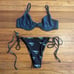 KB Swim Bermuda Bikini Bottoms Mocha Ghost Cat size Small Gray Palmetto Top Swim