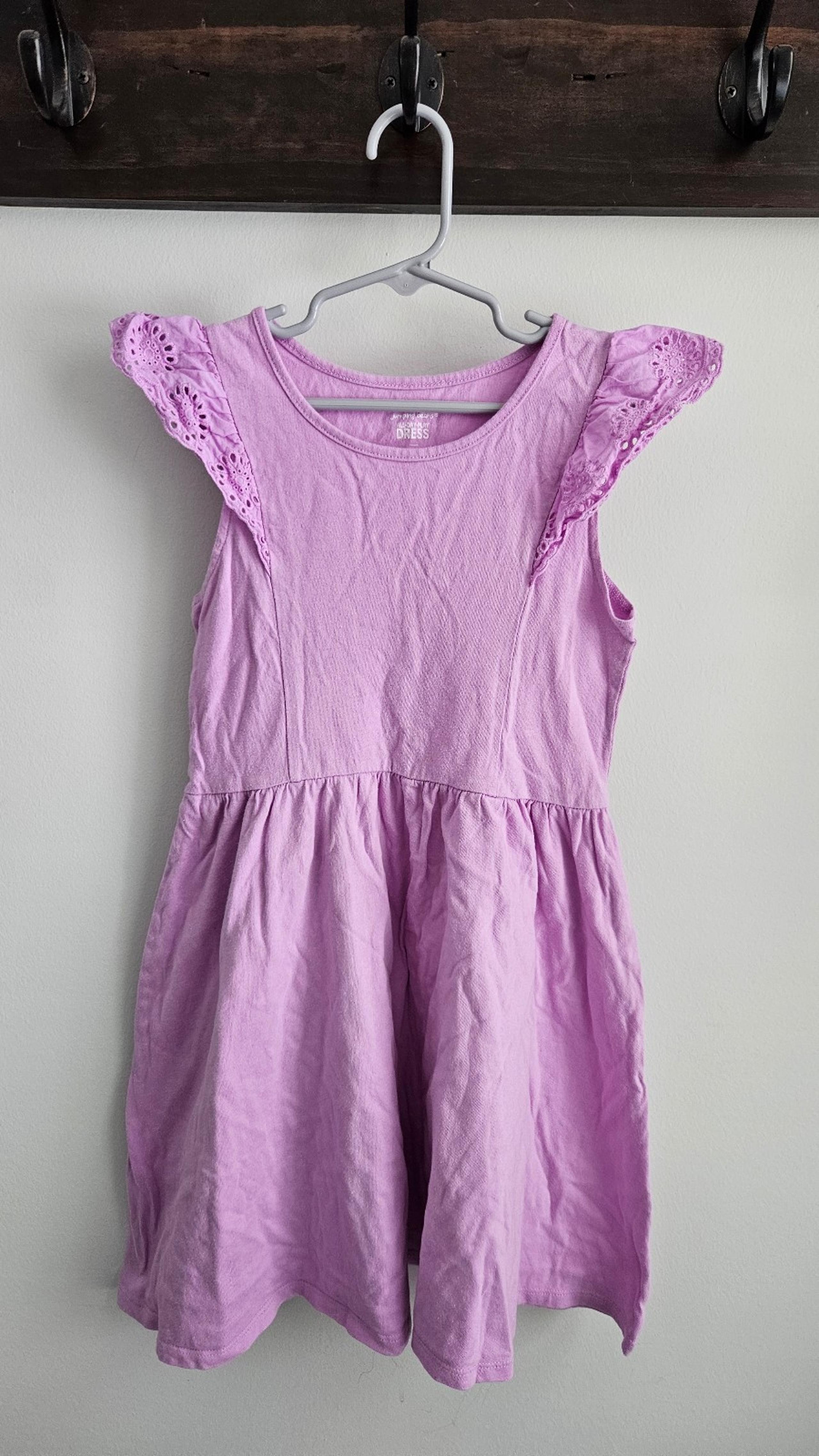 Girls Purple Flutter Sleeve Jumping Beans Dress