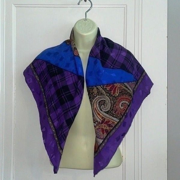 Vintage 70s Jean Patou multi colored & multi patterned scarf