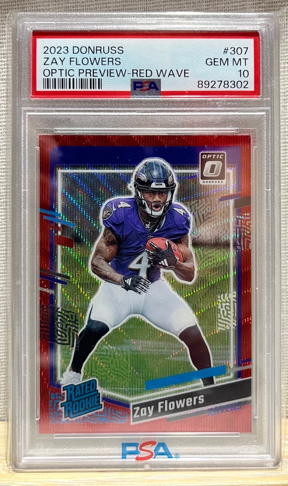 RC Zay Flowers Donruss Optic Preview-Red Wave #307-Ravens
