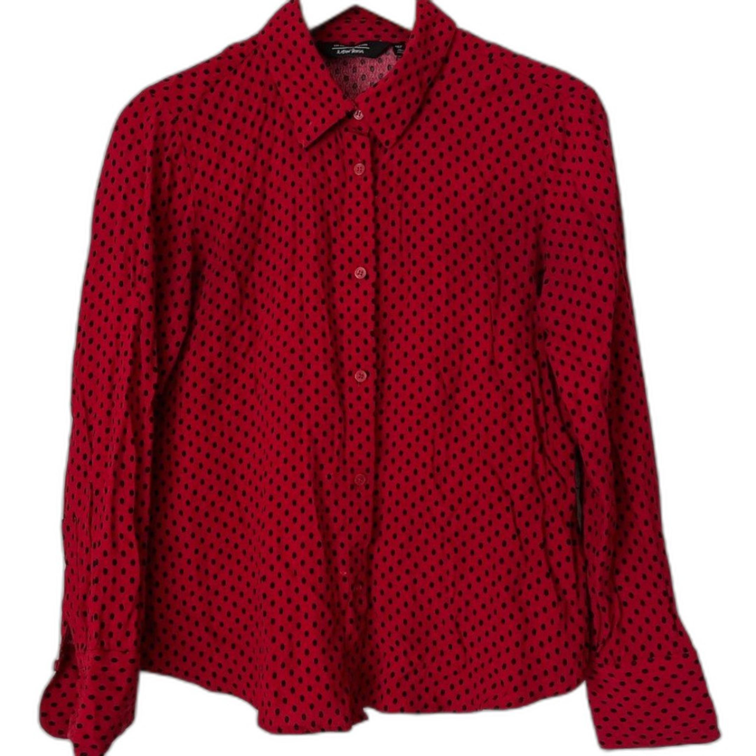 & Other Stories Red & Black Polka Dot Button Down Shirt Top Blouse Women's Sz 4