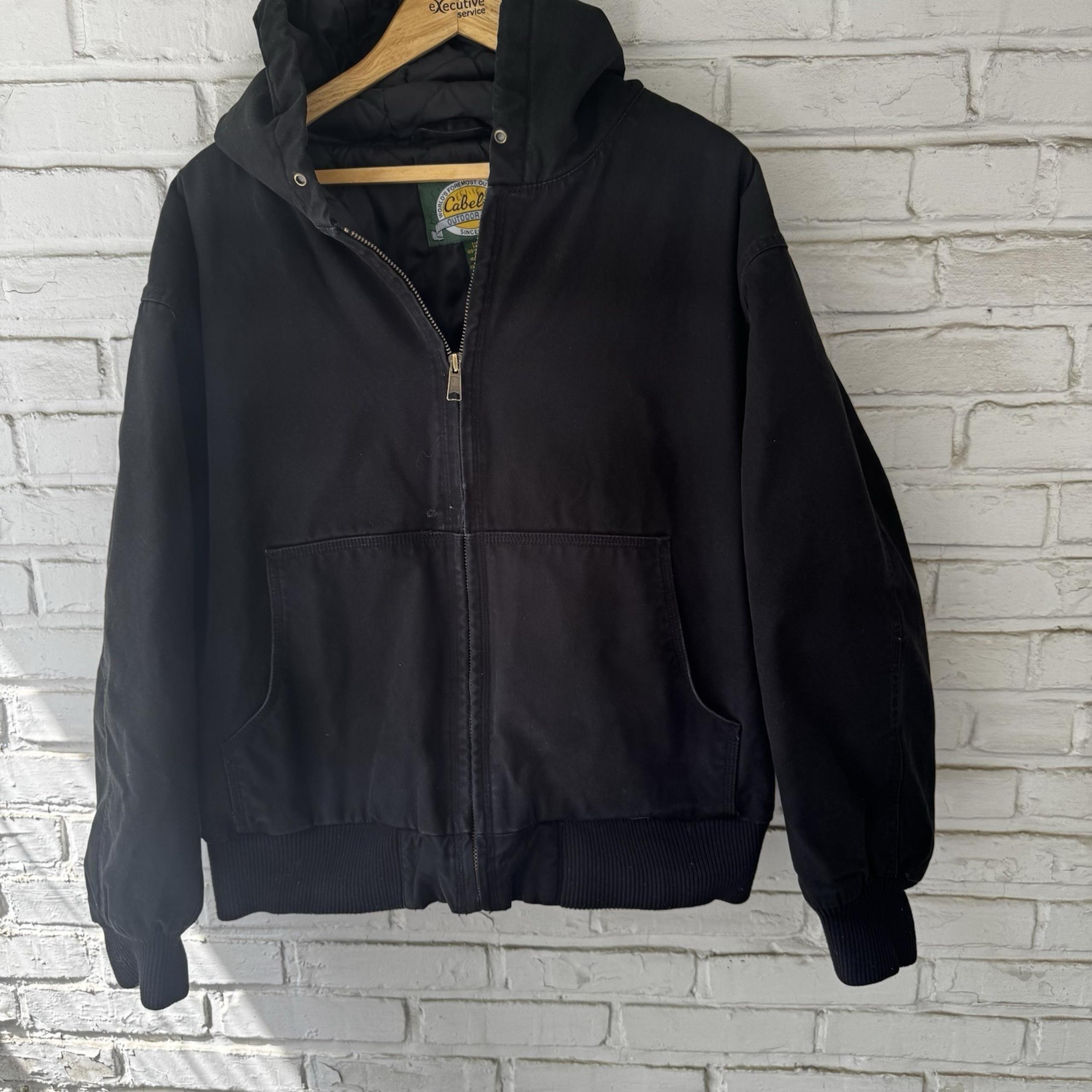 CABELAS Outdoor Gear Canvas BLACK Quilted Insulated Work Jacket Coat XL 980193