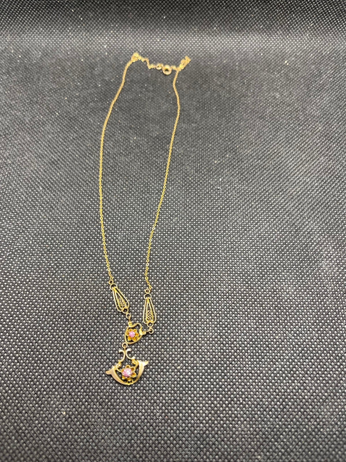 Antique victorian 10k gold filled pink rhinestone Necklace
