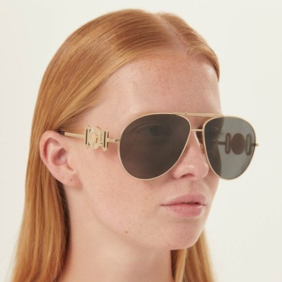NEW VERSACE VE2249 - 100281 Polarized Aviator Sunglasses