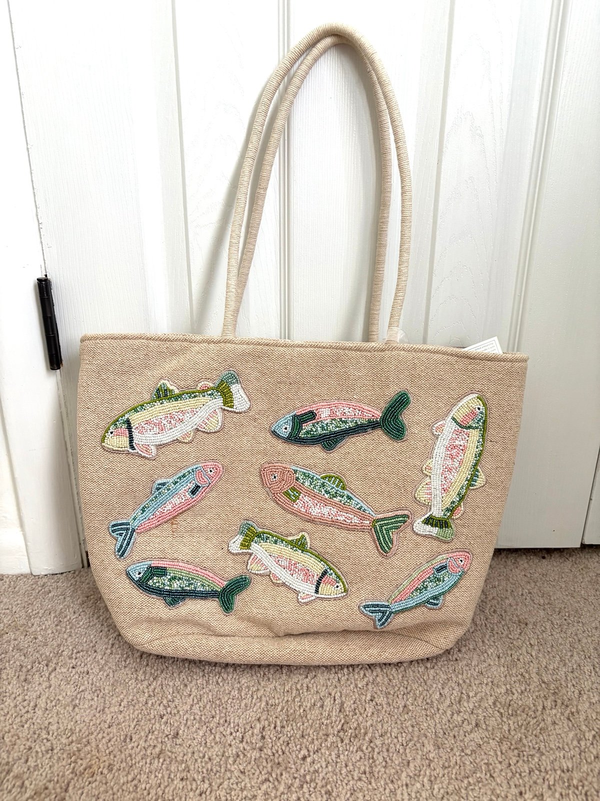 Viral TikTok beaded fish tote bag sardines