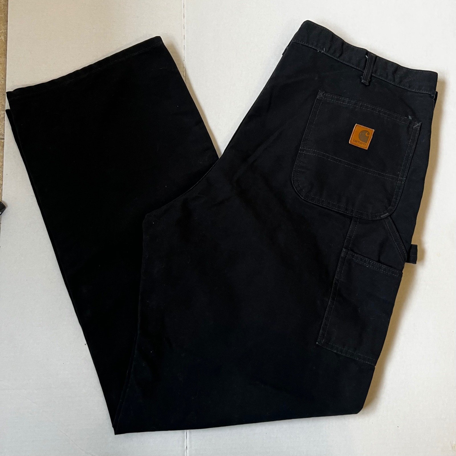 NWOT Carhartt Dungaree Fit Carpenter Pants Workwear Black Cotton 40x34