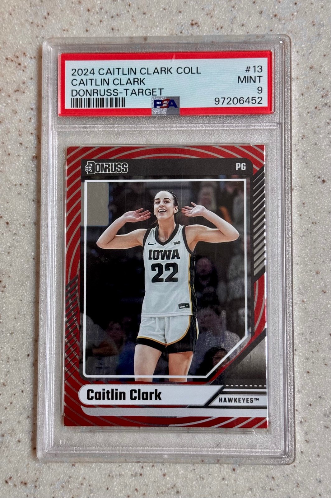 2024 PANINI CAITLIN CLARK COLL DONRUSS TARGET #13 CAITLIN CLARK ROOKIE RC PSA 9