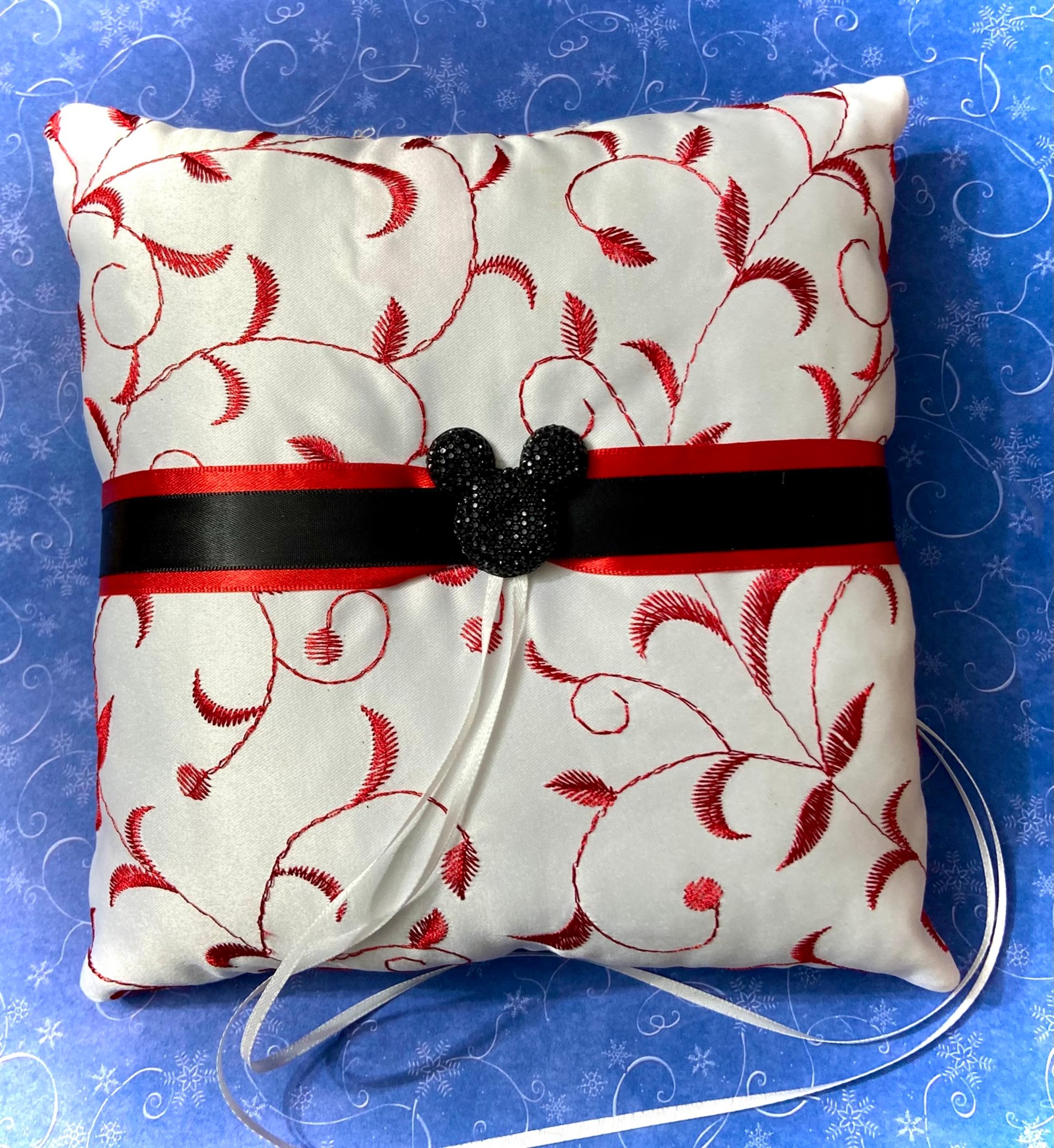 Mickey Mouse themed wedding ring pillow