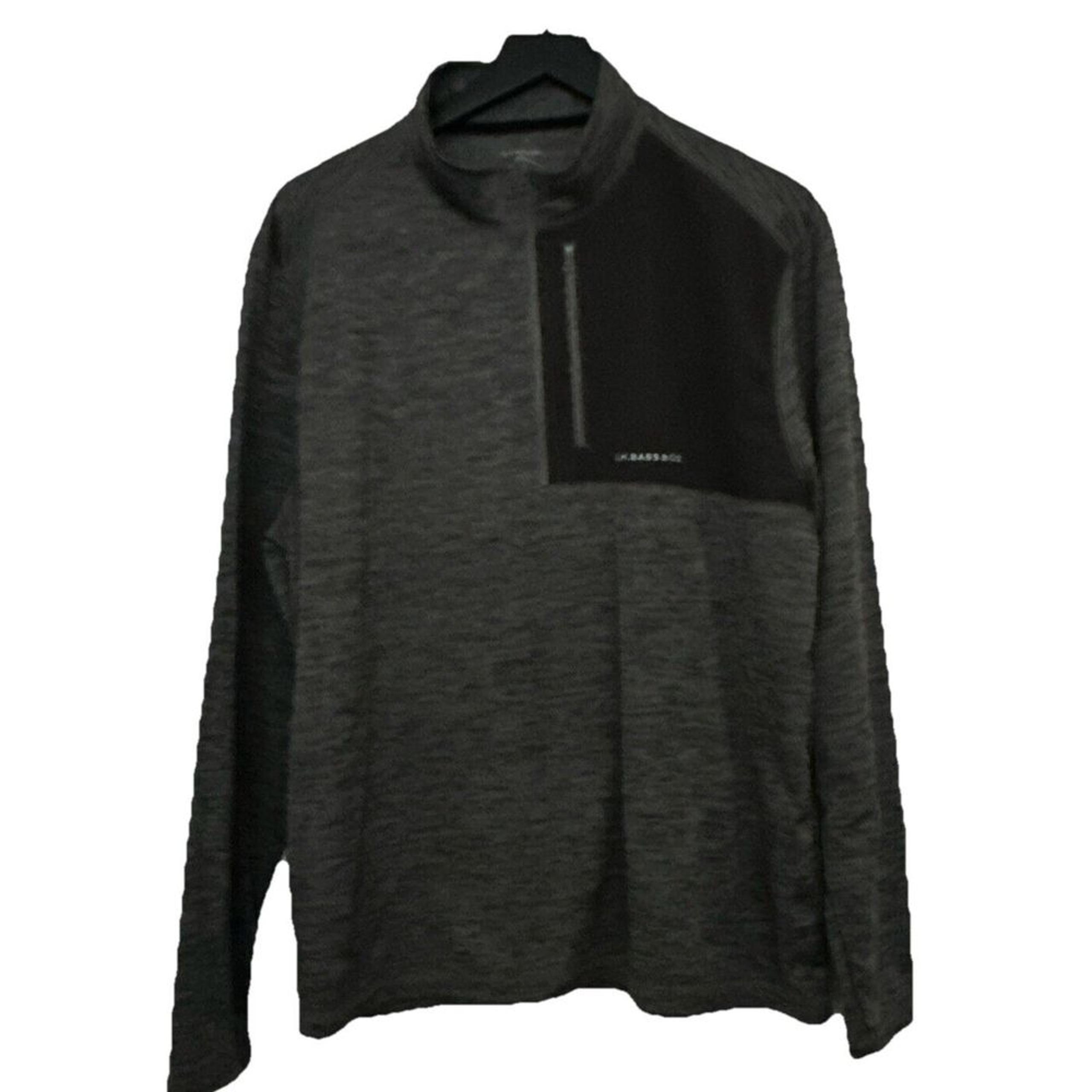 GH Bass Men's Pullover Quarter Zip Sweater Shirt Mixed Media Medium Gray L