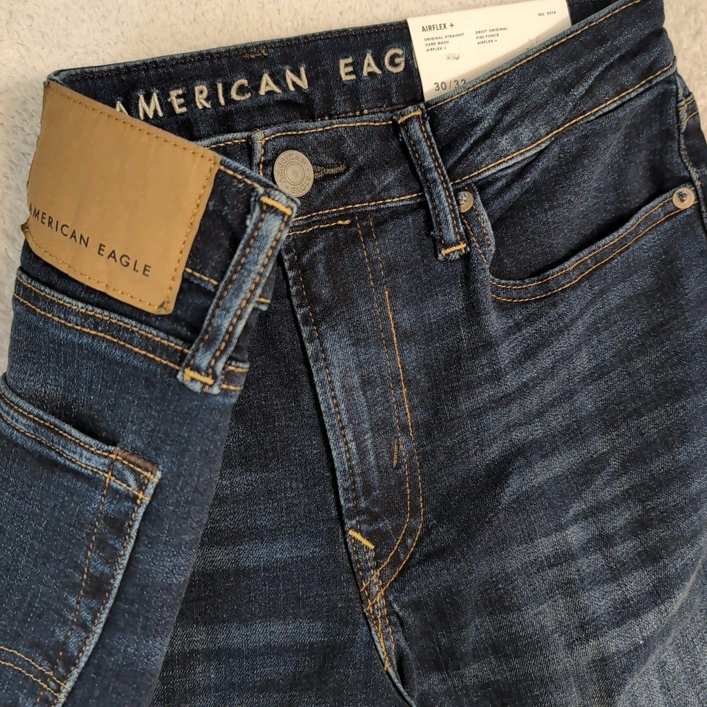 American Eagle Blue Denim Jean Men 30X32 Air Flex Plus Original Straight Stretch