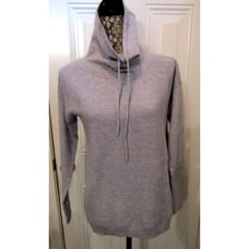 NWT Pure Amici Sweater 100% Cashmere Gray Turtleneck Drawstring High Low Size XS