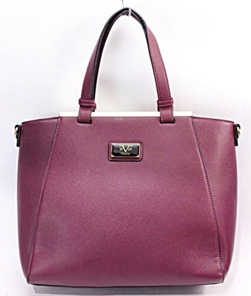 VERSACE 1969 PLUM FAUX LEATHER SATCHEL B