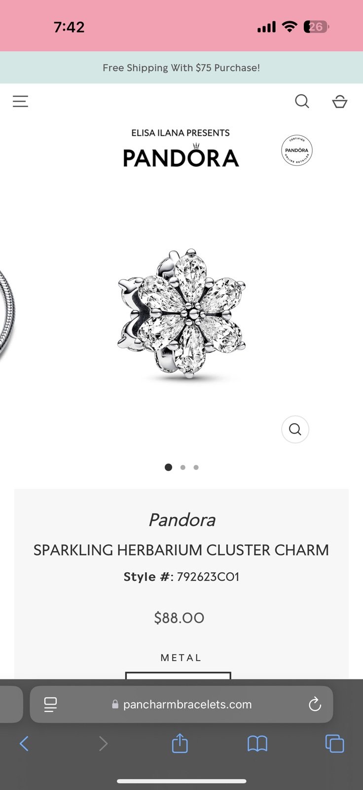authentic Pandora herbarium cluster flower