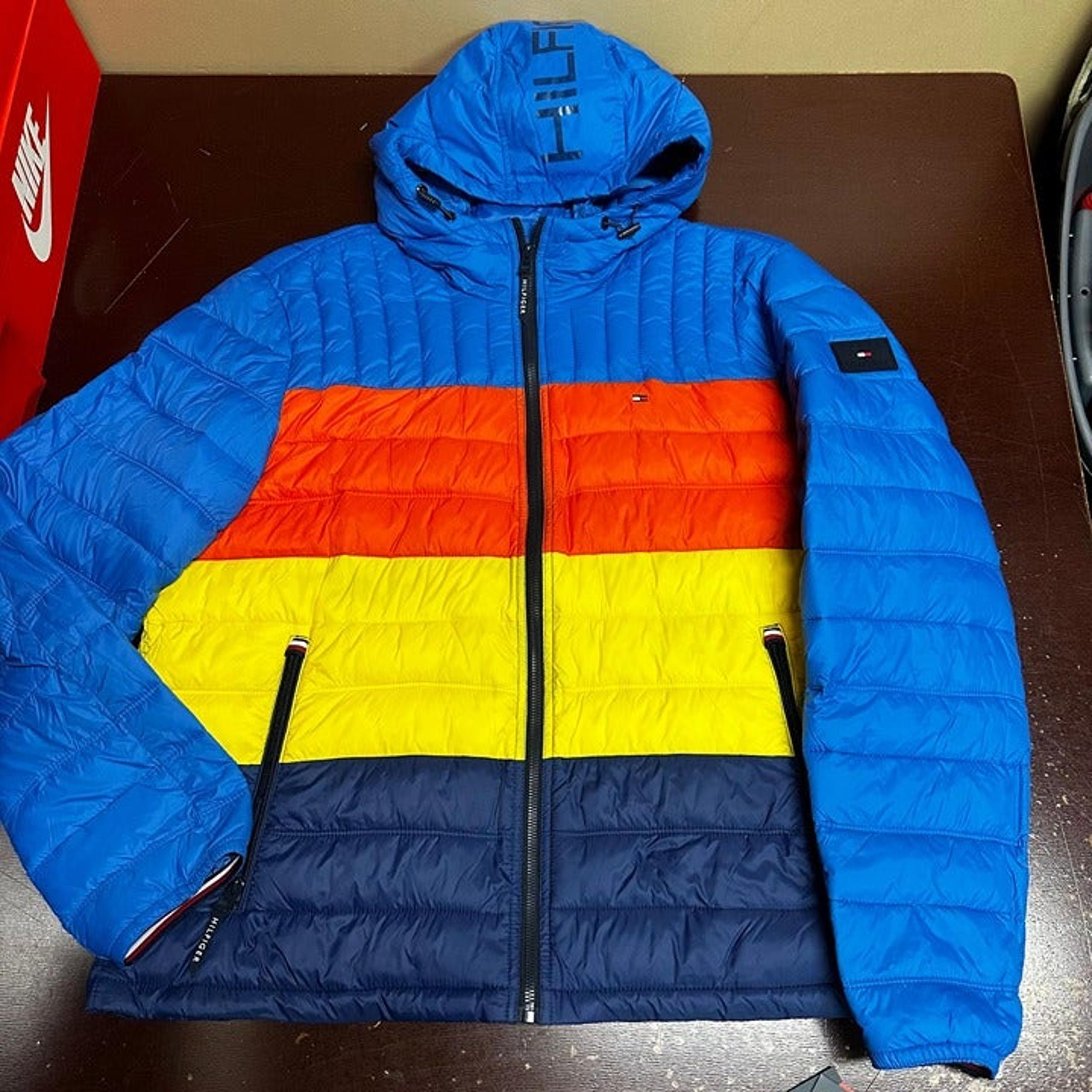 Tommy Hilfiger Mens Multicolor Colorblock Insulated Full Zip Puffer Jacket Sz XL