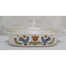 Vtg Pyrex CORNING WARE Casserole Country Festival A-8-B w/ Lid 8 x 8 x 1 3/4