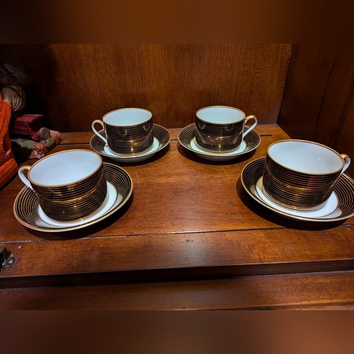 Set Of 4 - Vintage Fitz and Floyd Rondelle Teacup & Saucer MCMLXXIX FF 76 Japan