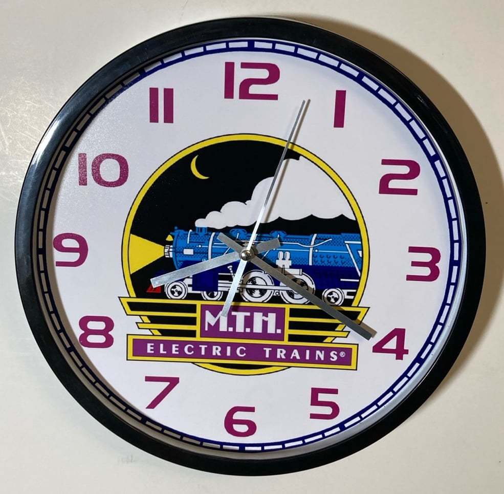 MTH trains logo battery operated wall clock