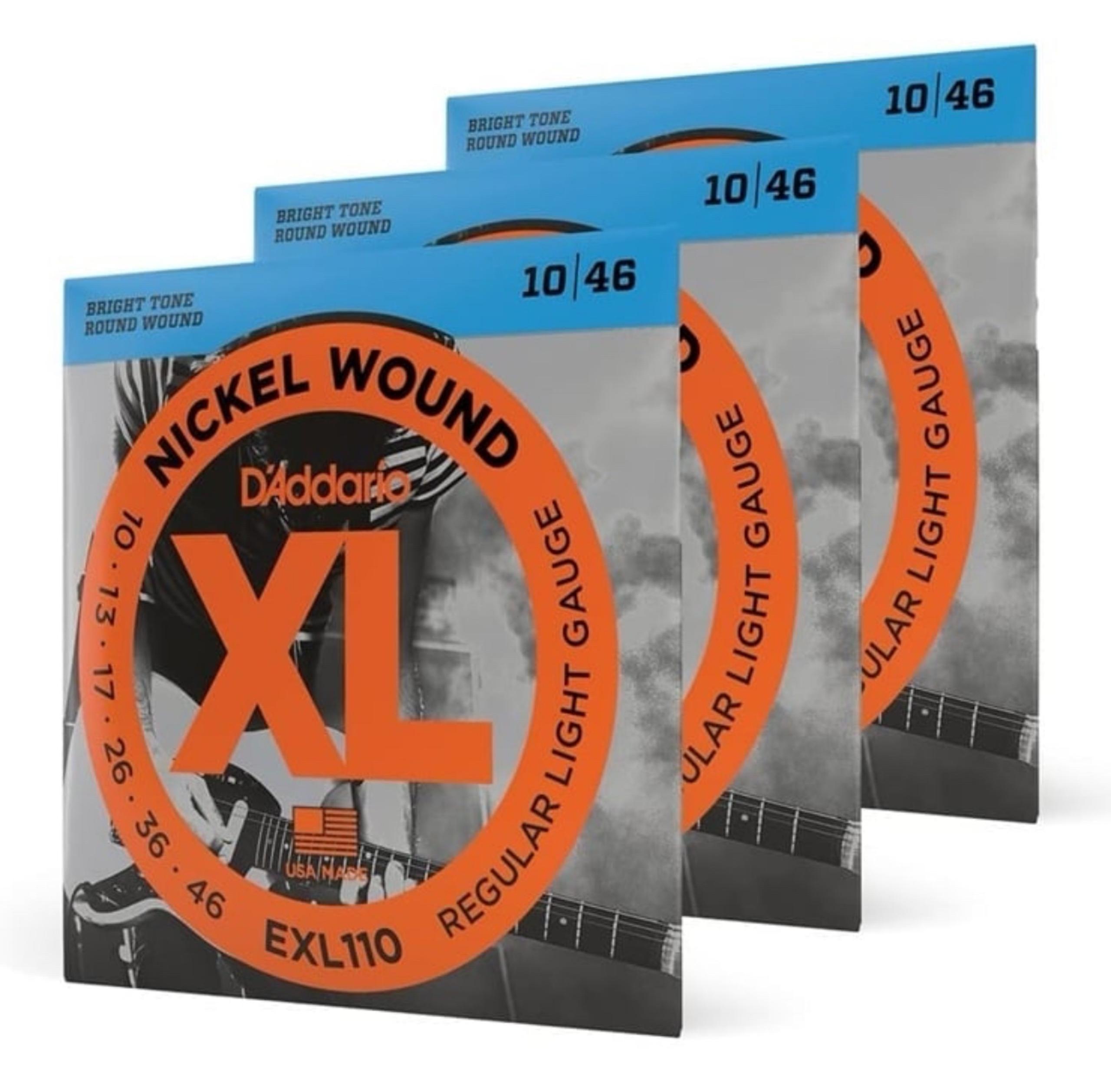 D'Addario EXL110 Electric Guitar Strings 10-46 Regular Light 3 pack