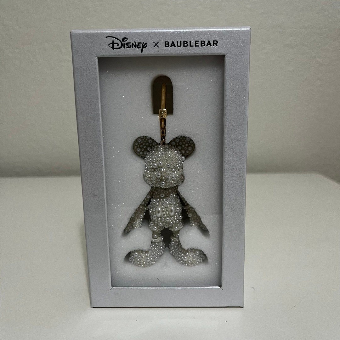 Disney x Baublebar Mickey Mouse Bag Purse Charm Simulated Pearl Keychain NEW