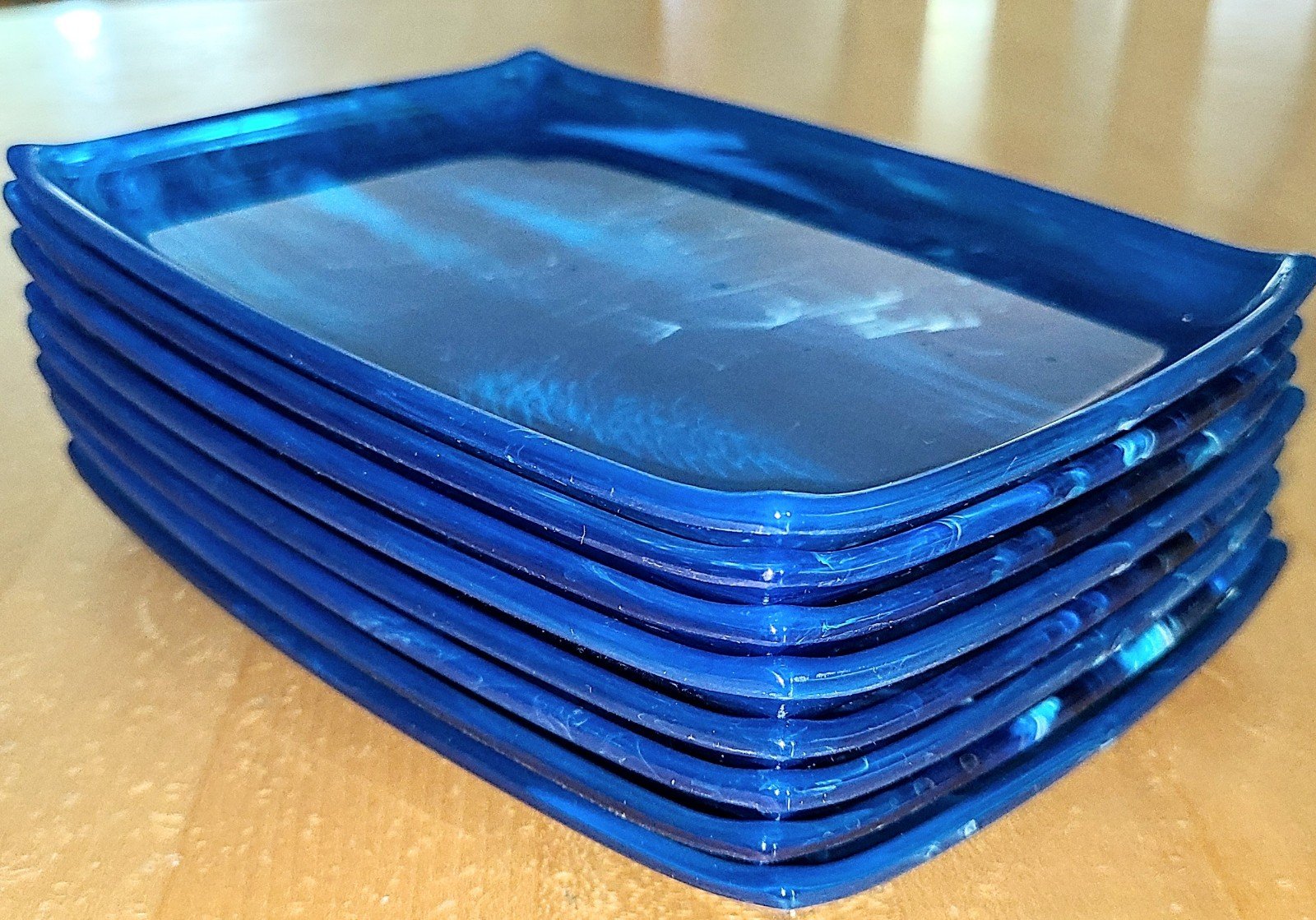 Vintage MCM Blue Lucite Plastic Acrylic Appetizer Snack Hors Devors Tray Plate