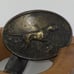 Vintage 70s Solid Brass Belt Buckle 2 1/2”x3” Pointer Dog Bird Hunting