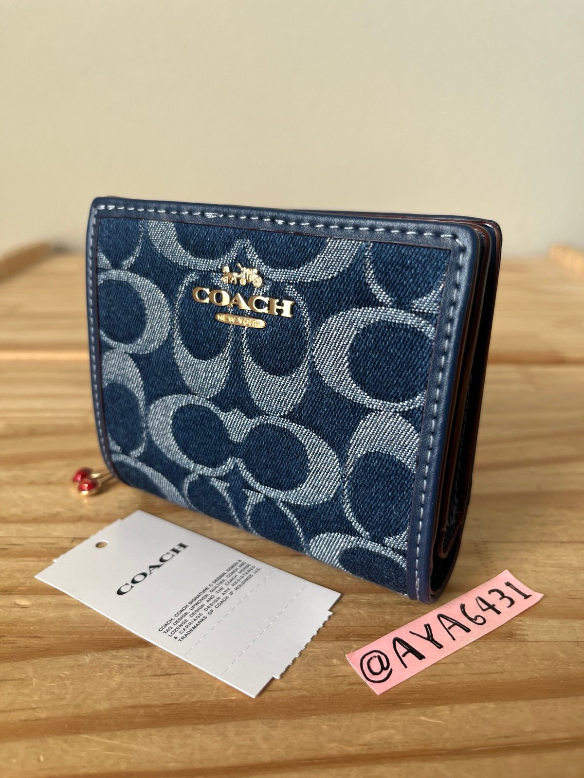 Coach Snap Wallet In signature Denim