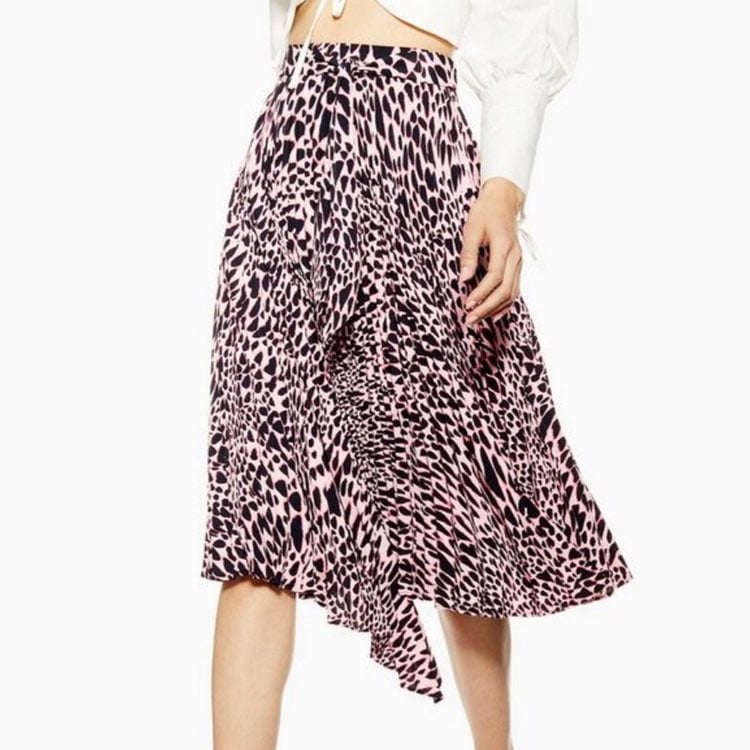 TopShop NWT pleated animal print skirt