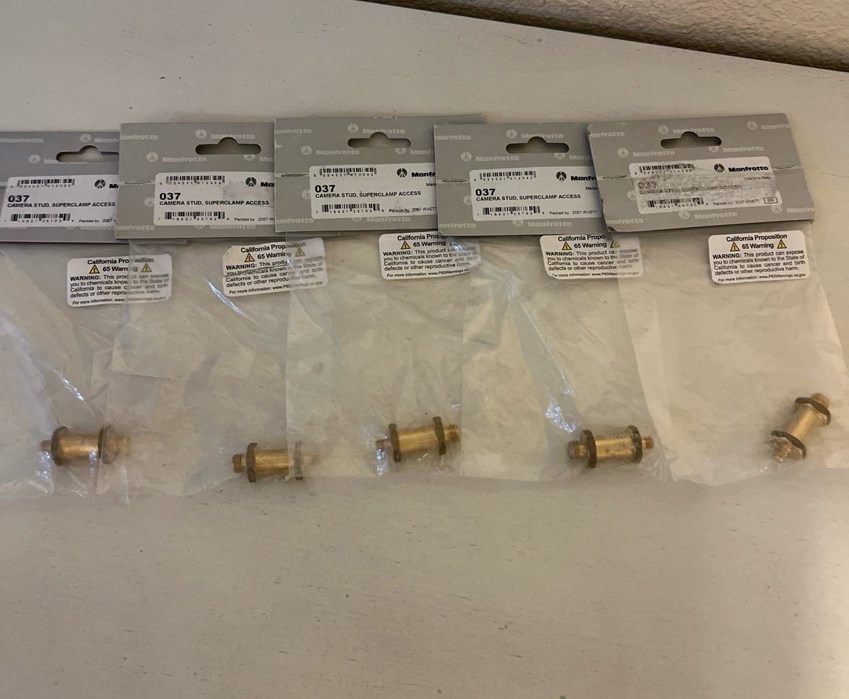 Lot of 5 Manfrotto 037 Camera Stud SuperClamp Access NEW IN PACKAGING Genuine