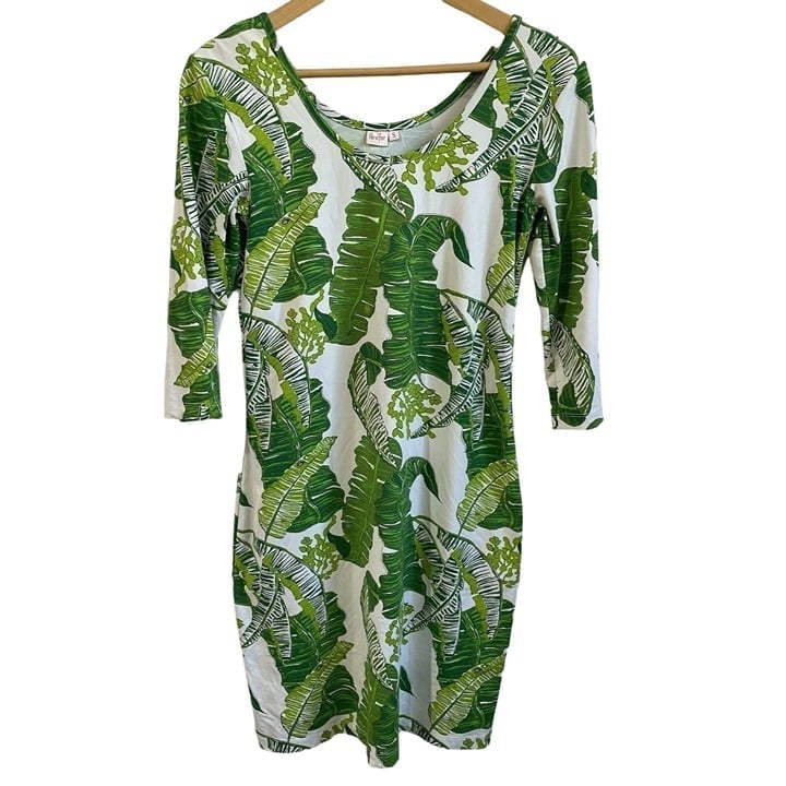 Kilpatrick Persifor Dress Small Tobago Fern Green Tropical Travel Stretch