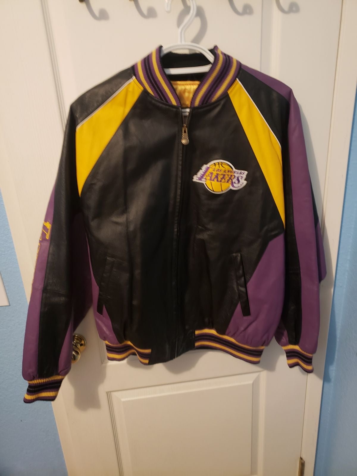 Vintage Leather L.A Lakers Jacket Large G-III
