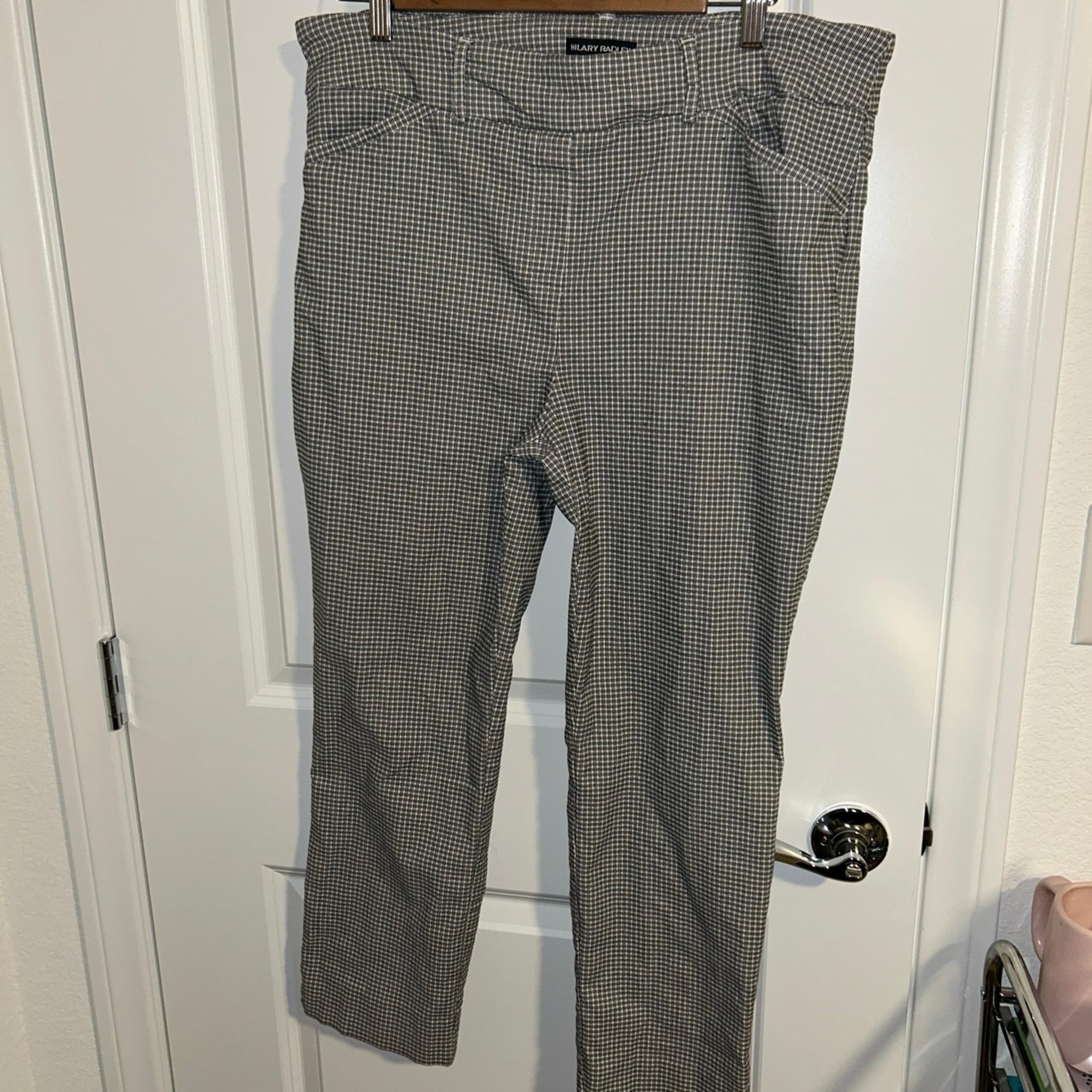 Hilary Radley Women’s XL Black And White Check Capri Pull On Pants 34x25